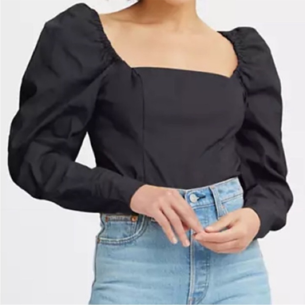 NWT Levi's Junie Mutton Sleeve Top Black Size XL